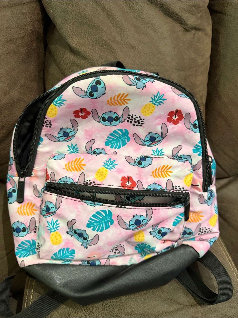 Disney Pink Stitch Tropical Print Kids Backpack
